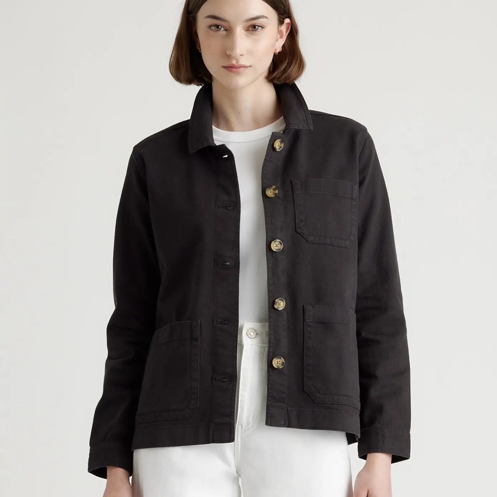 Quince Women’s Organic Comfort Stretch Chore Jacket Black Large